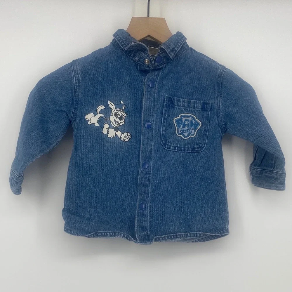 Paw Patrol Denim Jacket 2T Blue Graphic Snap Button Excellent